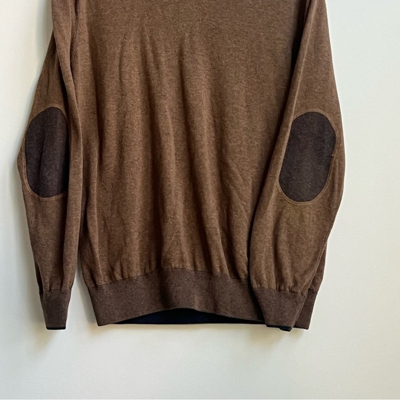 Raffi Reversible Vanise Henley Venley sweater Shirt Brownstone/Clay Elbow Patch - Picture 4 of 16